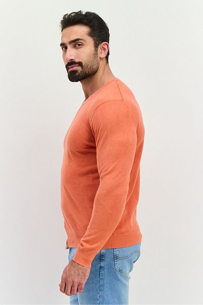 GAS Men Crew Neck Solid Long Sleeves Sweatshirt, Coral