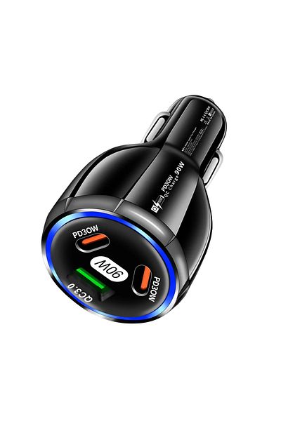 Choice 90W black 5 Port 75W USB Car Chargers Type C Car Charger Fast Charging PD QC3.0 Phone Charger in Car
