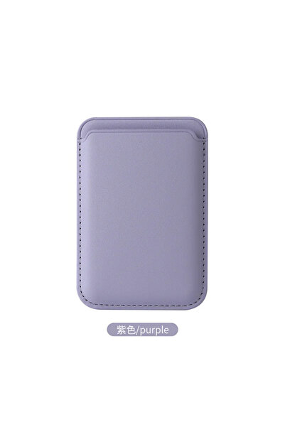 Choice حامل بطاقات جلدي مغناطيسي باللون الأرجواني الفاتح من Macsafe لهاتف Mag...