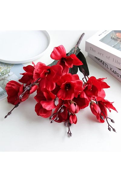 Choice Red Artificial Flowers Bride Bouquet Magnolia Home Decor Wedding Christmas Party Supplies Photograph