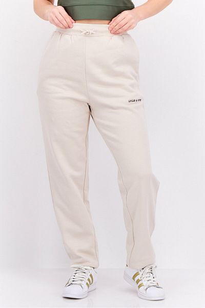 Lyle & Scott Women Regular Fit Embroidered Logo Sweatpants, Beige