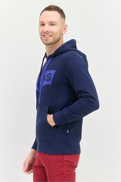GAS Men Hooded Long Sleeve Brand Logo Sweatshirt, Navy