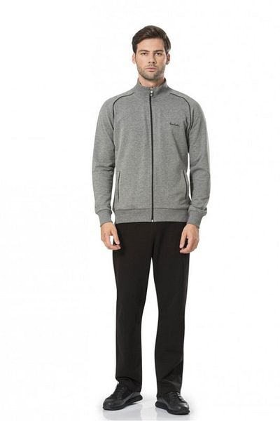 Pierre Cardin Men's Licensed Cotton Long Sleeve Regular Fit Zippered Bottom Top Tracksuit Set