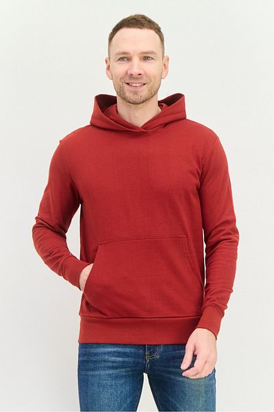 Kangol Men Hooded Long Sleeves Brand Logo Sweatshirt, Dark Red