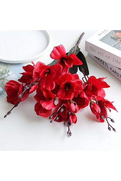 Choice Red 5 Forks 20 Heads High Quality Artificial Flowers Autumn Magnolia Home Decor Flower Decoration Fa