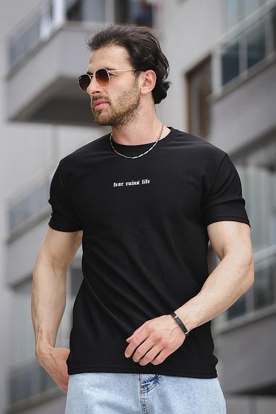 Oksit Ανδρικό μπλουζάκι Ft Fear Printed Crew Neck Lycra Slim Fit