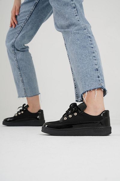 Beyond Women's Black Patent Leather Sneaker Byndk96