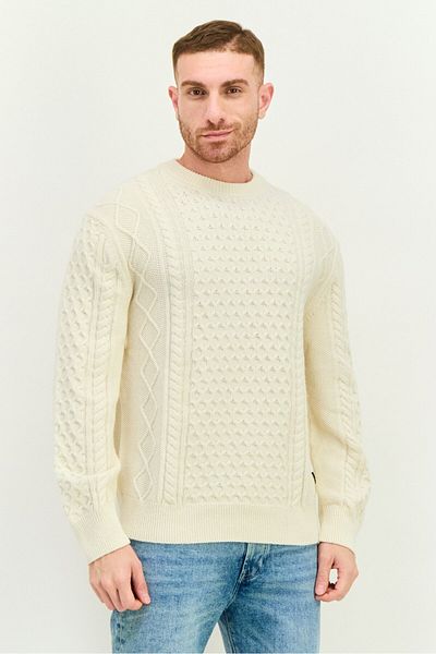 Gant Men Crew Neck Knitted Sweater, Cream
