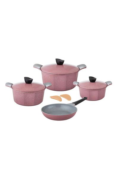 Lahoya Joel Granite Cookware Set 9 Pieces Pink Color