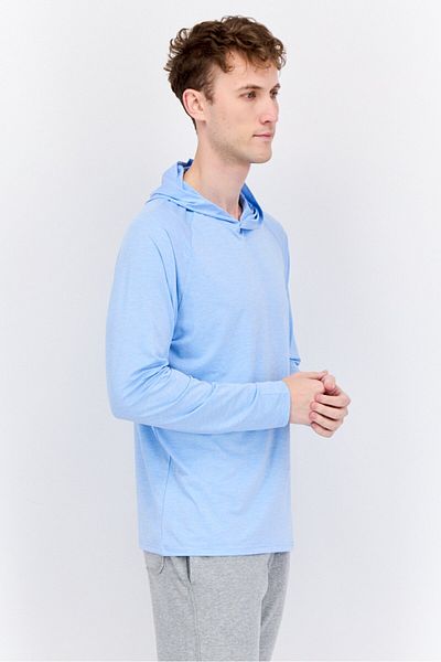 Swiss Alps Men Sportswear Fit Long Sleeves Training Hoodie, Heather Blue