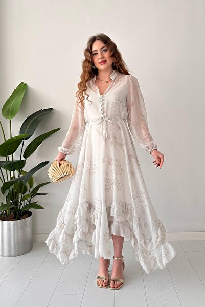 MaziButik Γκρι φόρεμα σιφόν