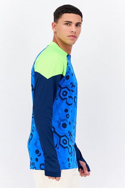 Puma Men Slim Fit Long Sleeves Training Sweatshirt, Blue Combo