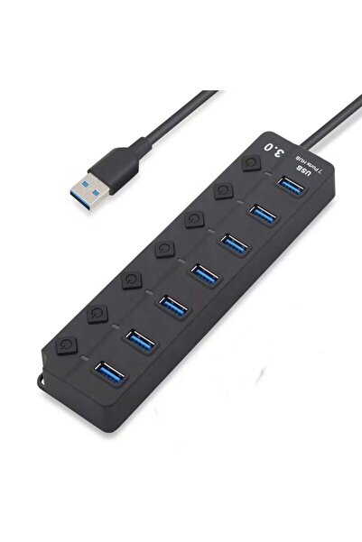 Choice black USB Port Hub 7 Ports USB Hub for PC, USB Splitter Extender with ...