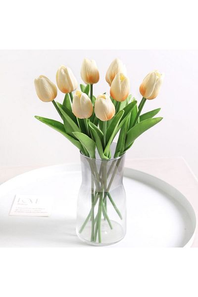 Choice 10pcs Orange Simulate Handmade Tulip Bouquet Wedding Flower Arrangement Home Decoration