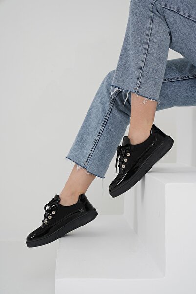 Beyond Kadın Siyah Rugan Sneaker Byndk96