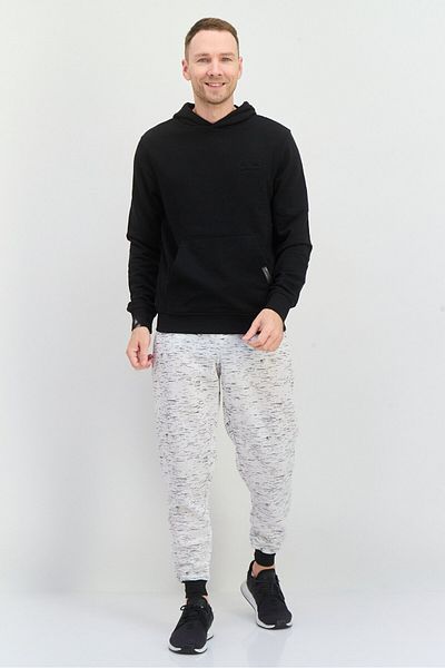 Crosshatch Men Hooded Embroidered Logo Long Sleeves Sweatshirt, Black