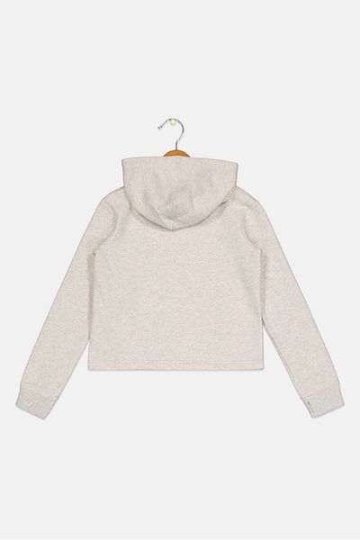 converse Kids Girl Brand Logo Long Sleeve Outdoor Hooded Sweatshirt, Grey
