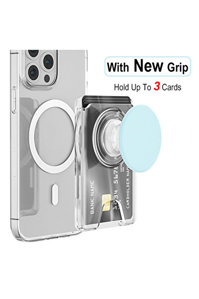 Choice محفظة مغناطيسية عالمية من جريب بوبسو شفافة زرقاء مع قبضة هاتف قابلة لل...