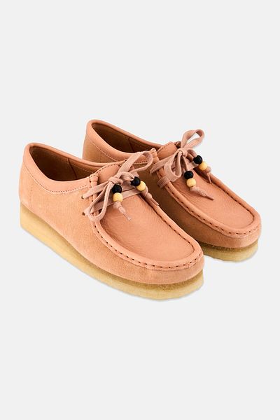 CLARKS Women Standard Wallabee Lace Up Shoes, Peach