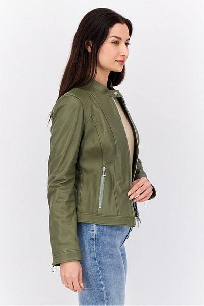 Hugo by Hugo Boss Women Textured Motorcycle Jackets, Olive