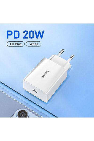 Baseus EU Plug White Baseus 20W Quick Charge QC 3.0 PD USB C Fast Charger Type C Charger for iPhone 15 14 1