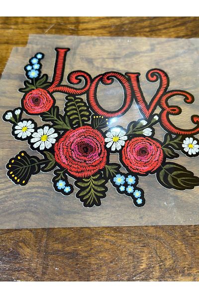Gönülden Tasarım Stema de transfer florală scrisă Love 18X16 CM
