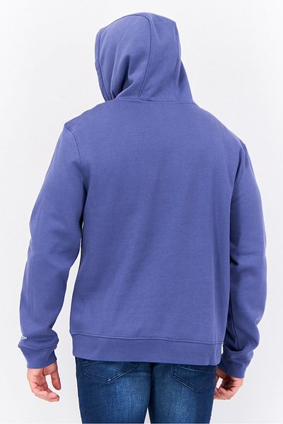 Crosshatch Men Graphic Print Long Sleeves Hooded Sweatshirt, Slate Blue