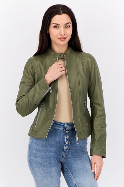 Hugo by Hugo Boss Women Textured Motorcycle Jackets, Olive