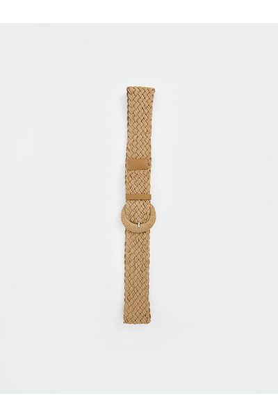 LC Waikiki LCW ACCESSORIES Béžový dámský slaměný pásek