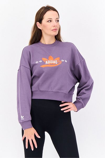 adidas Women Sportswear Fit Long Sleeve Outdoor Sweatshirt, Purple