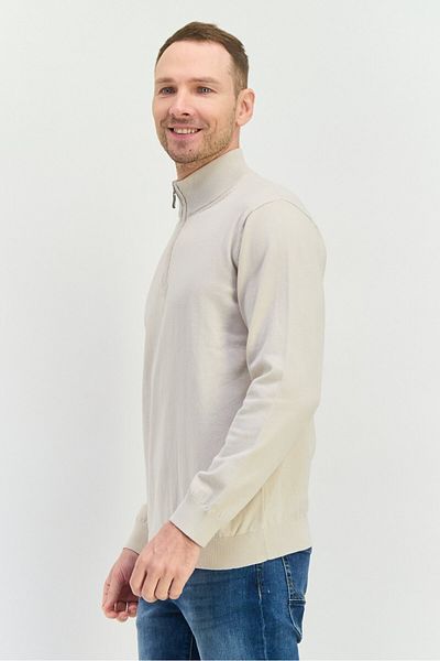 French Connection Men Mock Neck Solid Sweater, Oatmeal Melange