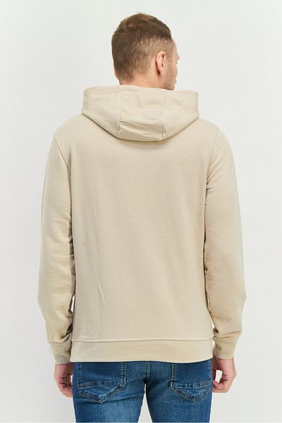 Crosshatch Men Embroidered Long Sleeves Hooded Sweatshirt, Light Grey