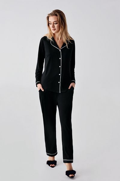 PERİN 1035-COSTUME DE 2 PIESE DIN BUMBAC PIELE CU BIELĂ