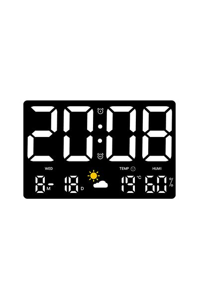 Choice White Light High-Definition Large-Screen Wall Clock Temperature and Humidity Display Weather Clock M