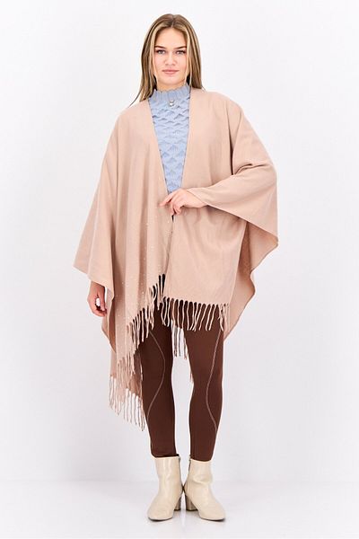 Adrienne Vittadini Women Embellished Soft Poncho, Blush