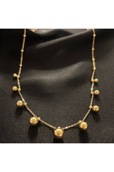 Zeyn Doric Gold Steel Necklace-45Cm