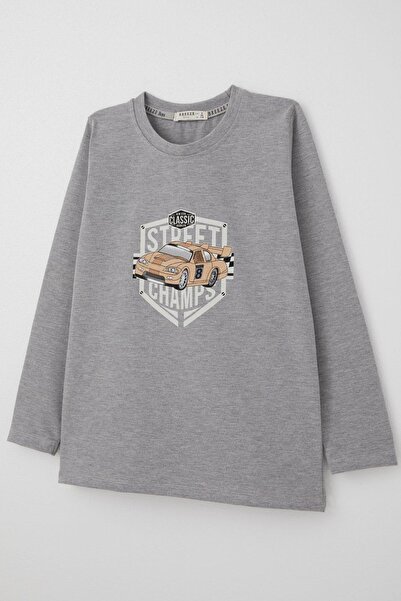 Breeze Μακρυμάνικο μπλουζάκι για αγόρια - Γκρι μελανζέ, 4-8 ετών, Champion Car Print
