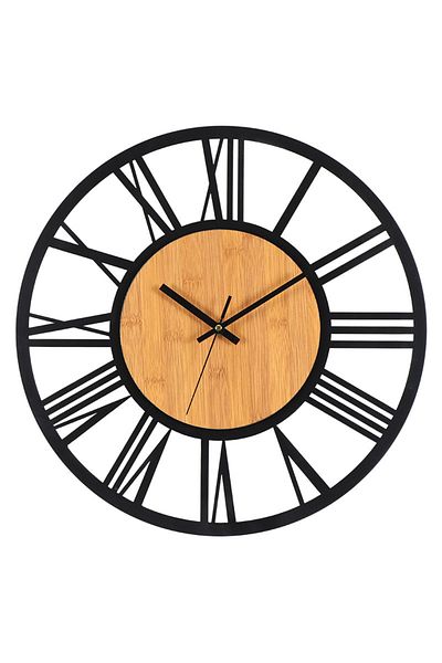 Choice 40cm 3D Large Wall Clocks Nordic Roman Numerals Retro Round Wood Metal Iron Accurate Silent Hanging