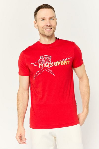Plein Sport Men Sportswear Fit Short Sleeve Outdoor T-shirt, Red