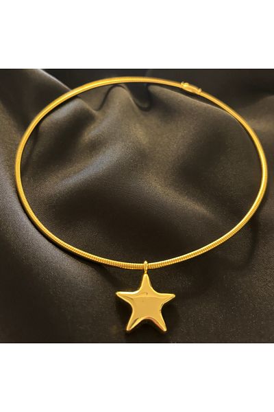 Zeyn Star Ray Gold Steel Necklace