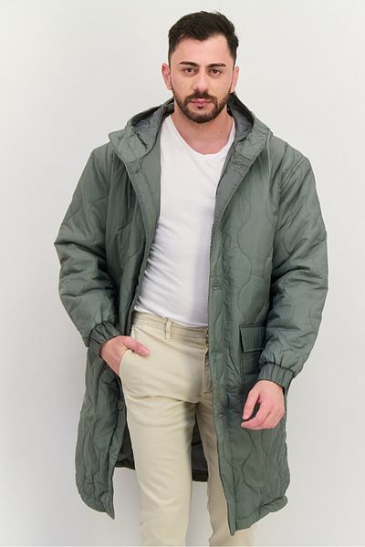 Asos Design Men Hooded Quilted Jacket, Grey