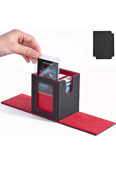 Choice Red New Window 100 Card Box Card Storage Box High-grade Pu Leather Container Game Card Holder Colle