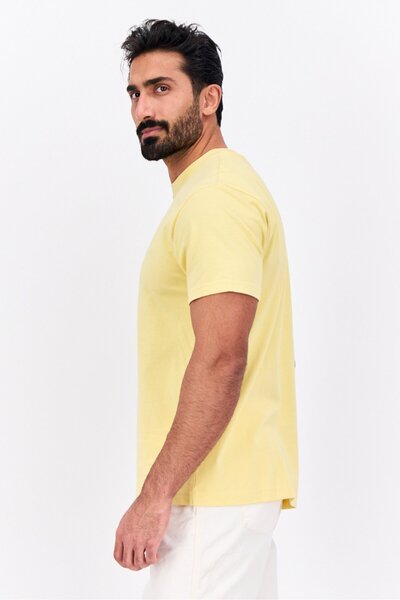 GAP Men Crew Neck Short Sleeve Plain T-Shirts, Yellow