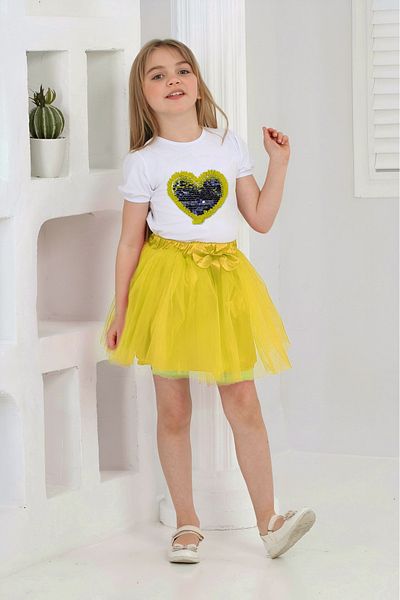 Trendy Mall Girl's Tutu Skirt and Lycra Sequined Combed Cotton Suit 23 April Show Outfit