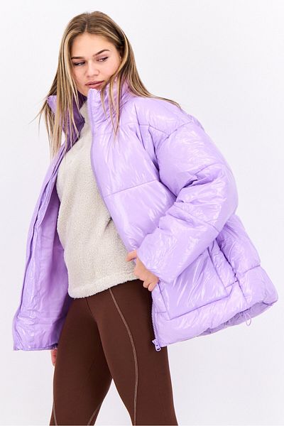 collusion Women Plain Puffer Jacket, Lavender