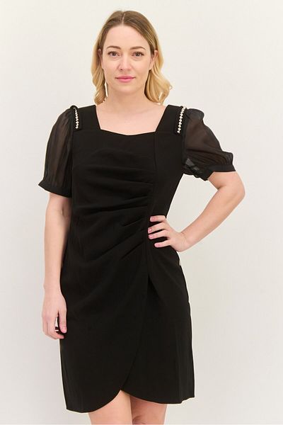 Steve Madden Women Solid Mini Dress, Black