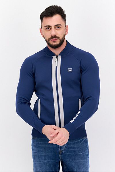 freesoul Men Brand Logo Bomber Jacket, Navy Blue
