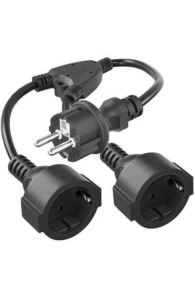 Choice Black Eu European Power Extension Cord With 2 Outlets Ip20 Male To Female Socket Plug Extension Cabl