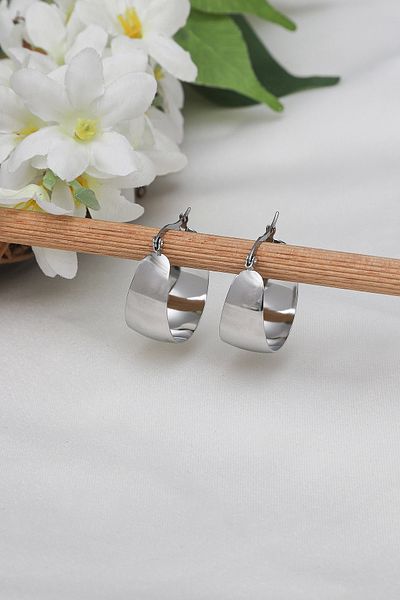 Mrs Flower Cutout Silver Hoop Earrings