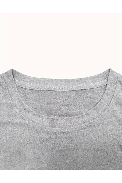 Medinenur Whatever Text Detailed Basic T-Shirt